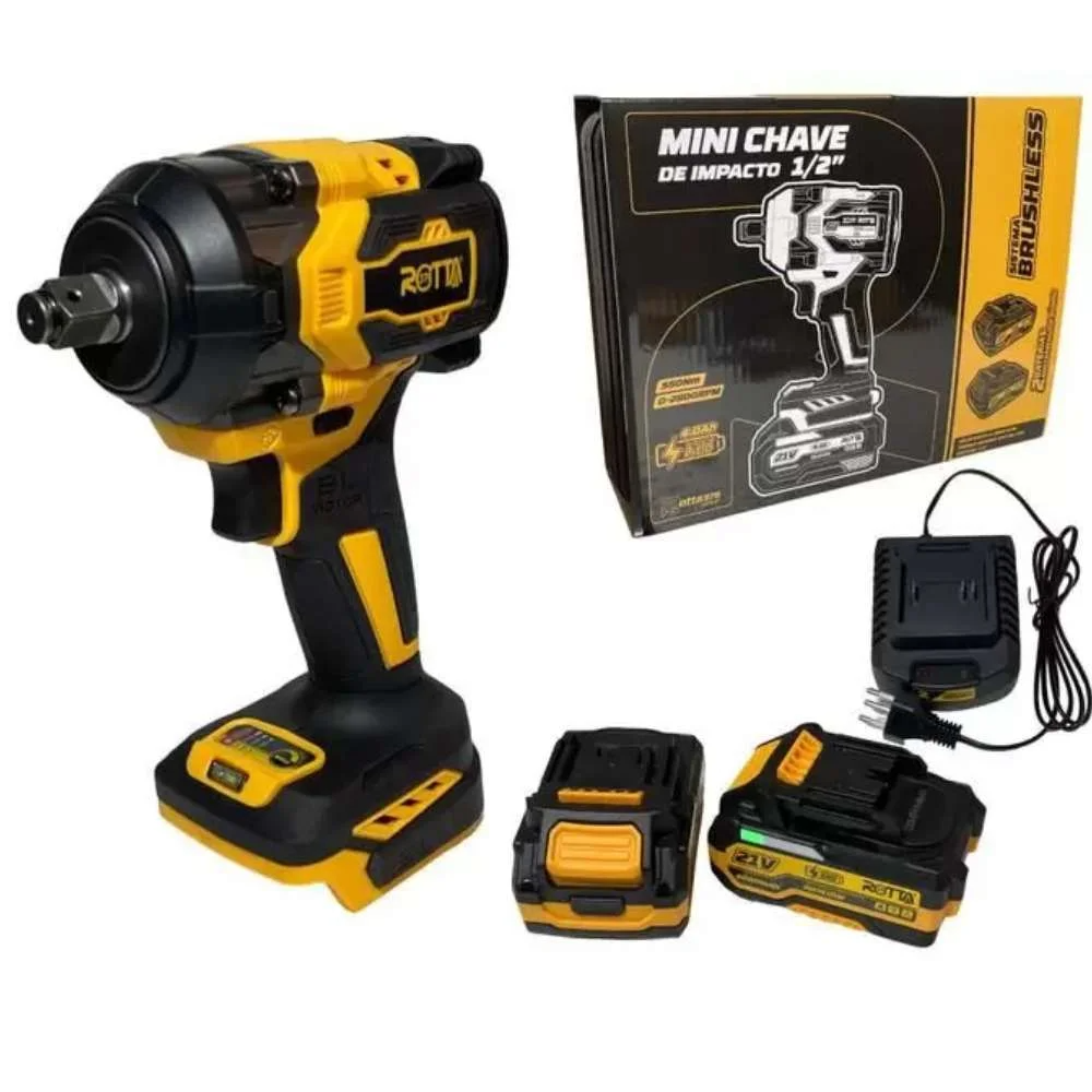 376 Mini chave de Impacto 1/2 550 NM A Bateria 21V BRUSHLESS ROTTA 376