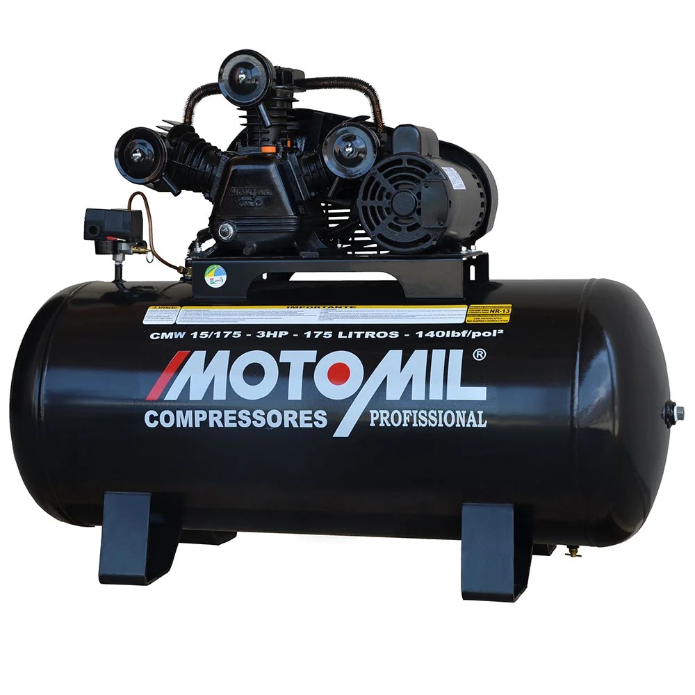 CMW-15/175 Compressor AR 5 PES 140 LBS 175 LITROS 3,0HP MONO 127/220V MOTOMIL